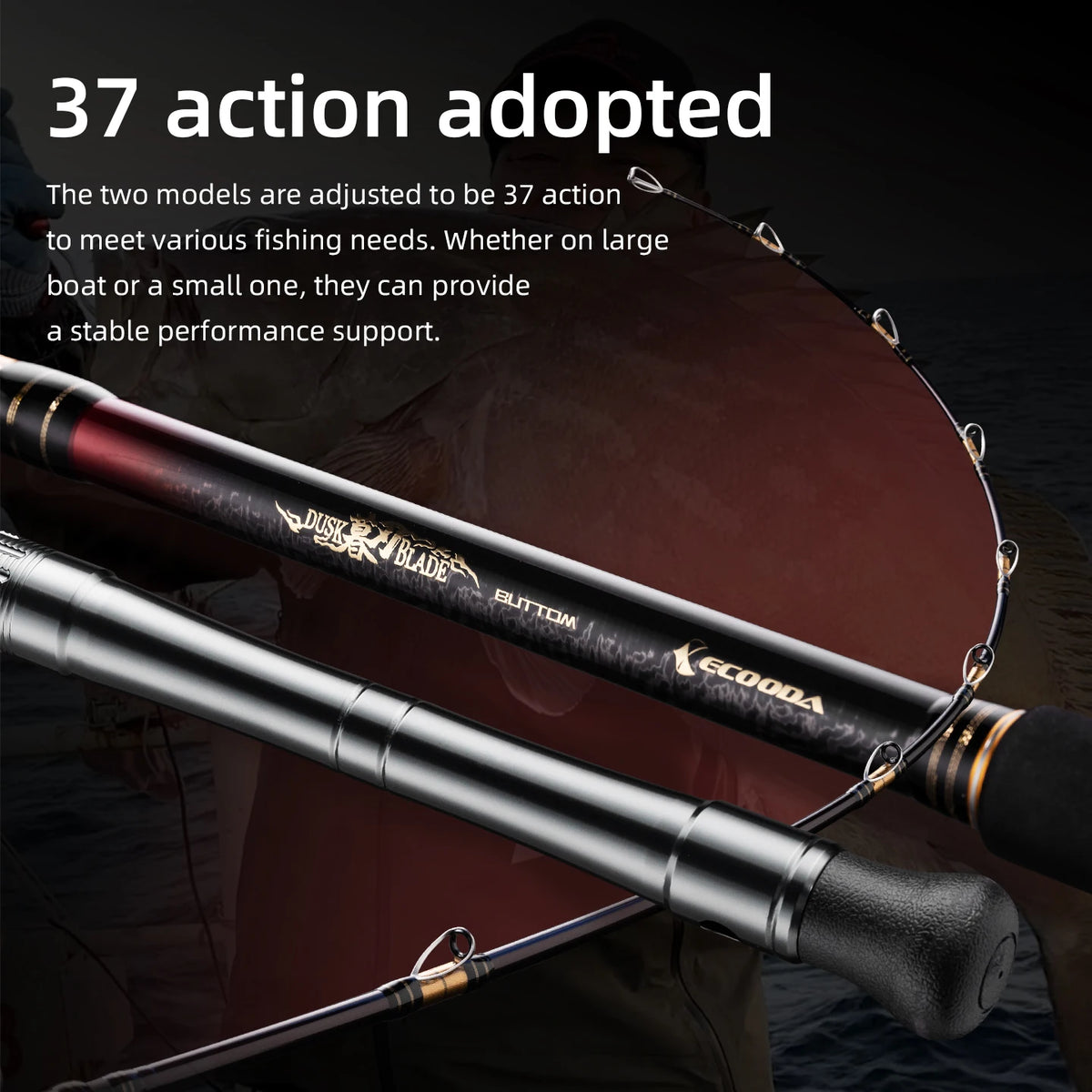 Ecooda EDB Dusk Blade heavy duty boat rod match with electric reel and boat rod holder